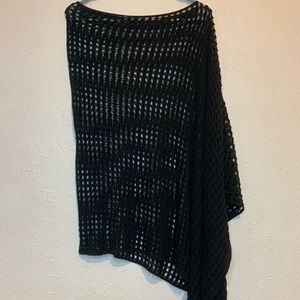 EUC EILEEN FISHER Poncho One Size Black Very Flattering!! 100% Cotton